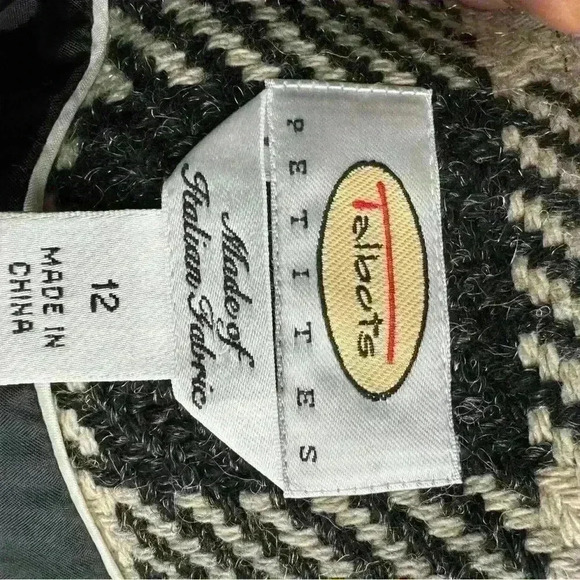 Talbots 12 Wool Blend Gingham Plaid Cape Blazer Italian Fabric Career Office - Picture 8 of 9